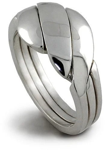 Retired UNISEX 3 band STERLING SILVER Puzzle Ring 3BDS