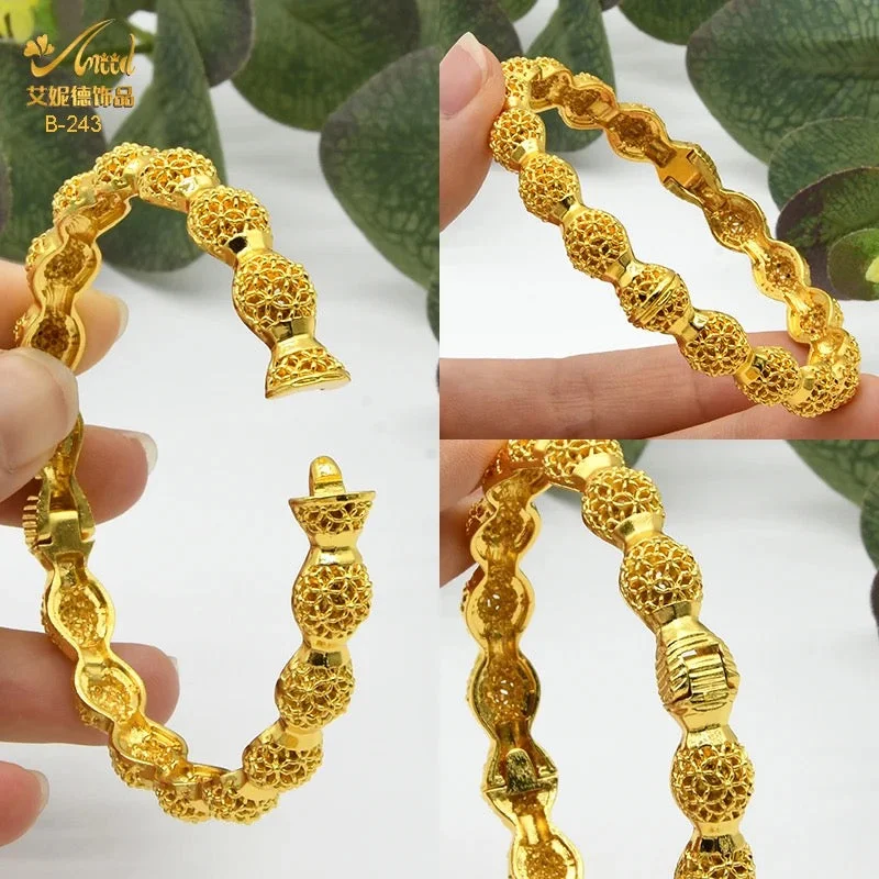 Bangles African Woman Dubai Gold Plated 24k Bracelet Indian Jewelry For Women Wedding Charm Arabic Bracelets Luxury Brand-S4490520 23