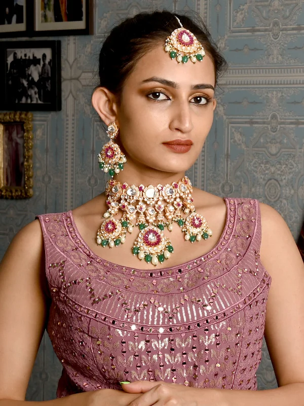 Seasonal Jewelry Deals – Elevate Your Style Odette  Mixed Metal Embellished Gold Plated Neckpiece Set For Women