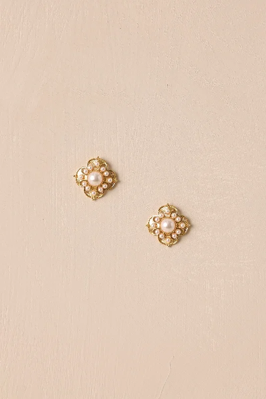 Radiant Tomorrows Gold & Ivory Pearl Earrings