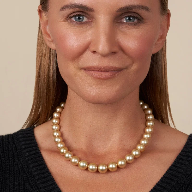 Fine Jewelry, Limited-Time Offers Available 10.0-13.2 mm AA+/AAA Golden South Sea Round Pearl Necklace Fine Jewelry, Limited-Time Offers Available 10.0-13.2 mm AA+/AAA Golden South Sea Round Pearl Necklace