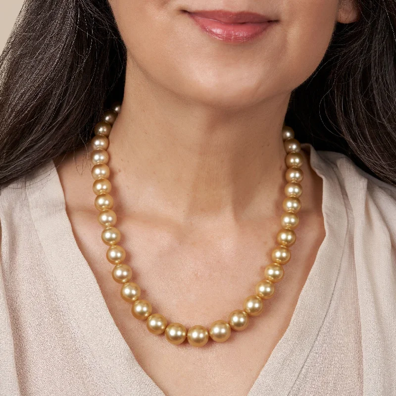 Timeless Jewelry At Special Discount Rates 10.2-12.7 mm AA+/AAA Golden South Sea Round Pearl Necklace Timeless Jewelry At Special Discount Rates 10.2-12.7 mm AA+/AAA Golden South Sea Round Pearl Necklace