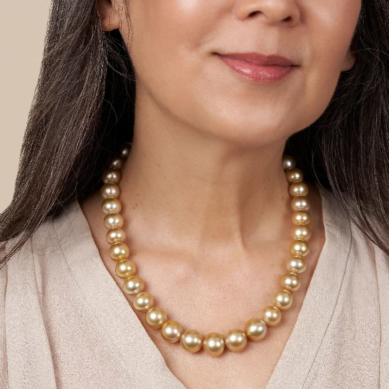 Dazzle With Discounts – Shop Jewelry On Sale 12.0-14.7 mm AA+/AAA Golden South Sea Round Pearl Necklace Dazzle With Discounts – Shop Jewelry On Sale 12.0-14.7 mm AA+/AAA Golden South Sea Round Pearl Necklace
