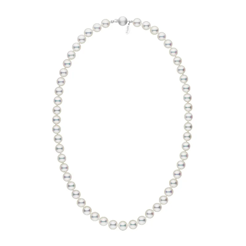 Affordable Glamour – Premium Jewelry For Less 7.5-8.0 mm 18 Inch Natural White Hanadama Akoya Pearl Necklace