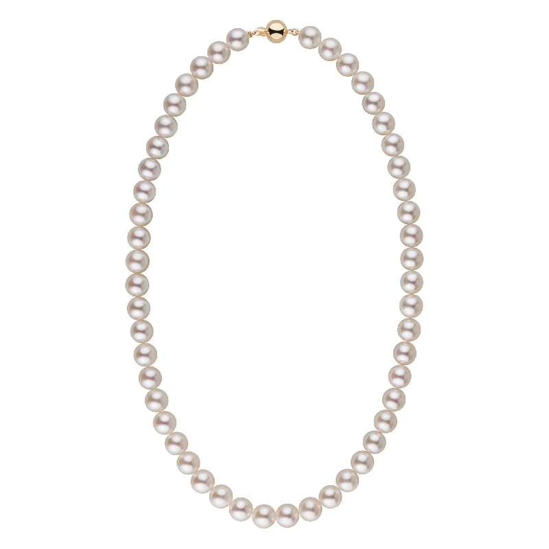 Affordable Gold-Plated Jewelry For Modern Fashion 8.0-8.5 mm 18 Inch AAA Warm White Rose Tone Akoya Pearl Necklace