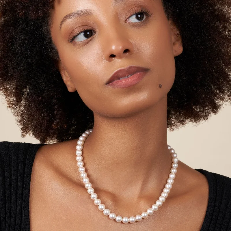 Exclusive Jewelry Sale – Sparkle For Less 8.0-8.5 mm 18 Inch AA+ Bright White Silver Rose Tone Akoya Pearl Necklace