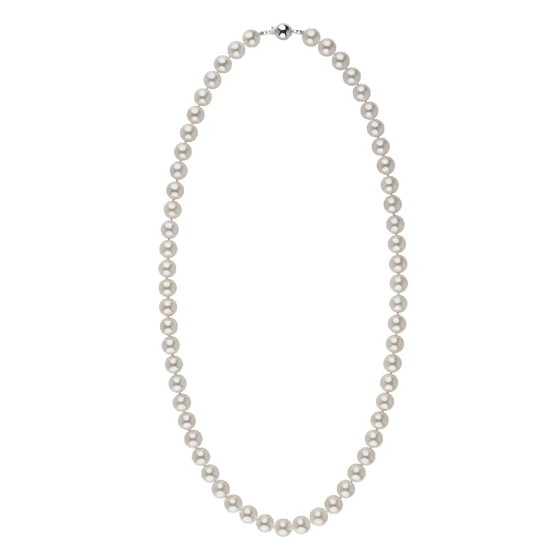 Romantic Heart-Shaped Jewelry For Special Gifts 8.5-9.0 mm 22 Inch AAA Blush White Silver Tone Akoya Pearl Necklace
