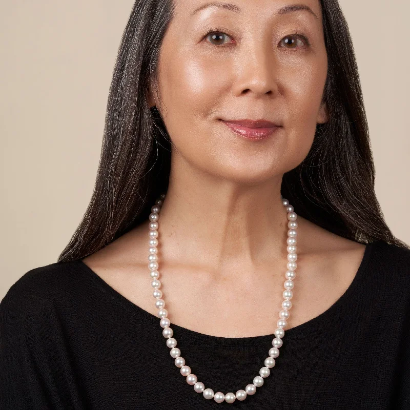 Exclusive Online Discounts On Stylish Jewelry 8.5-9.0 mm 22 Inch AAA Bright White Silver Tone Akoya Pearl Necklace