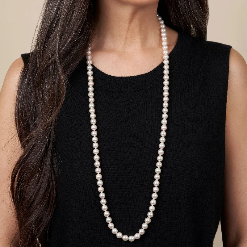 Unmissable Jewelry Discounts – Elevate Your Look For Less 8.5-9.0 mm 35 Inch AA+ Blush White Silver Rose Tone Akoya Pearl Necklace