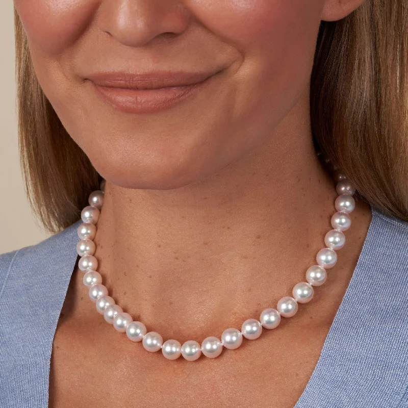Grab Your Dream Jewelry At The Lowest Prices 9.0-9.5 mm 16 Inch AAA Blush White Akoya Silver Rose Tone Pearl Necklace