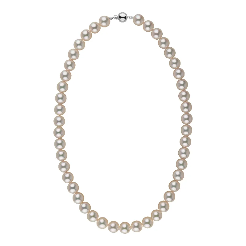 Luxury Jewelry Sale – Sparkle For Less 9.0-9.5 mm 18 Inch AAA White Silver Rose Tone Akoya Pearl Necklace