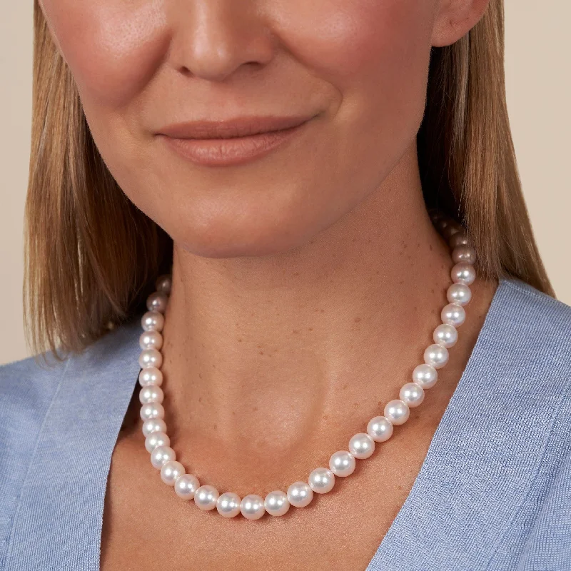 Premium Jewelry At Promotional Prices – Shine Today 9.0-9.5 mm 18 Inch AA+ Bright White Silver Tone Akoya Pearl Necklace