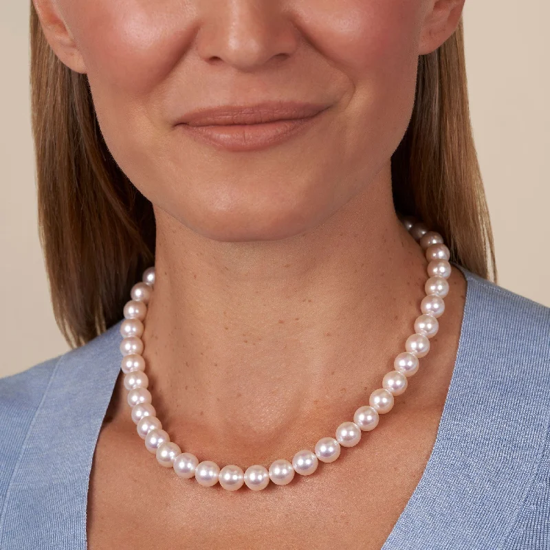 Limited-Stock Jewelry Clearance – Grab Your Favorites Now 9.5-10.0 mm 18 Inch AAA Blush White Rose Tone Akoya Pearl Necklace