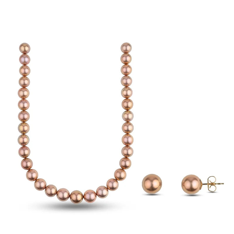 Clearance Sale On High-End Jewelry Collections 13.0-15.6 mm Copper & Gold Edison Freshwater Pearl Necklace and Matching Earring Set Clearance Sale On High-End Jewelry Collections 13.0-15.6 mm Copper & Gold Edison Freshwater Pearl Necklace and Matching Earring Set