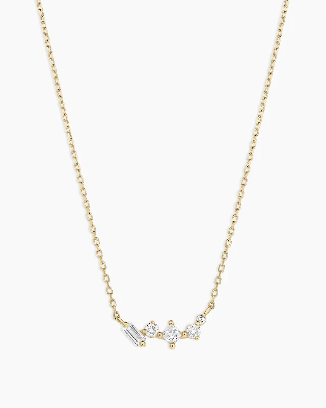 Discounted Jewelry For A Glamorous Look Diamond and White Sapphire Amara Cluster Necklace