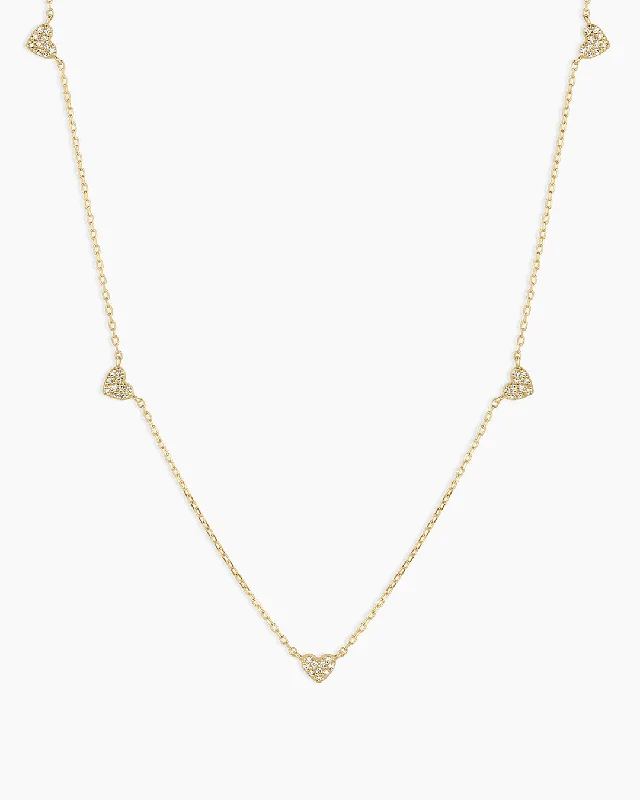 Delicate Crystal Jewelry For Sophisticated Charm Diamond Pavé 5 Heart Necklace