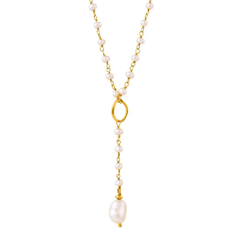 Last Chance To Shop High-End Jewelry At Markdown Prices In My Orbit Necklace in Pearl & Gold | Available to ship January 7, 2025