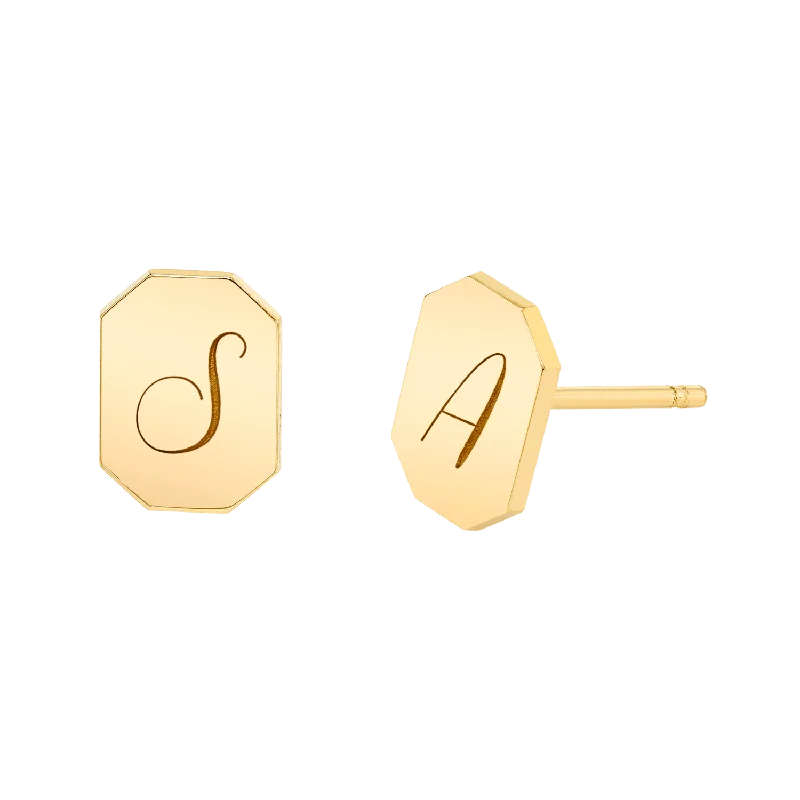 Luxury Handcrafted Jewelry For Elegant Looks Engravable Initial Tag Earrings