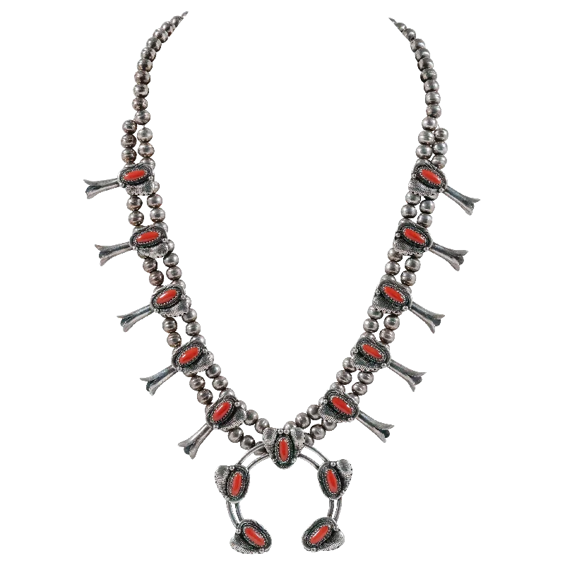 High-End Sparkle, Low-End Prices – Shop Now Coral Squash Blossom Necklace | Old Pawn High-End Sparkle, Low-End Prices – Shop Now Coral Squash Blossom Necklace | Old Pawn