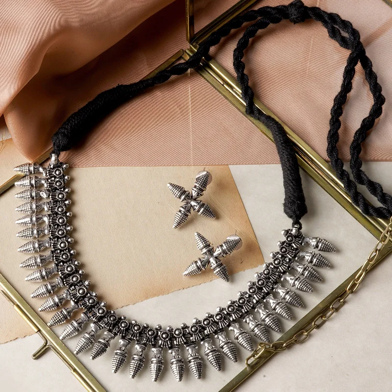 Grab Stylish Jewelry Before The Sale Ends Teejh Aarnya Silver Oxidised Choker Necklace Set Grab Stylish Jewelry Before The Sale Ends Teejh Aarnya Silver Oxidised Choker Necklace Set