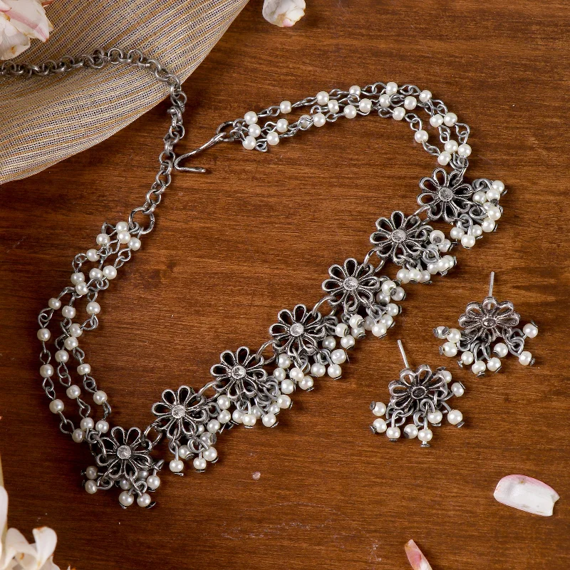 Exclusive Jewelry Sale – Limited-Time Discounts Teejh Anjali Floral Pearl Silver Oxidised Jewelry Set Exclusive Jewelry Sale – Limited-Time Discounts Teejh Anjali Floral Pearl Silver Oxidised Jewelry Set