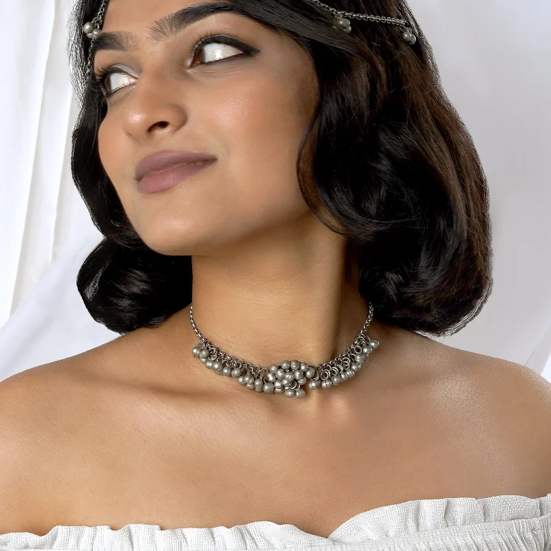 Luxury Jewelry At Unbeatable Discounts Teejh Ayeza Silver Oxidised Ghungroo Necklace Luxury Jewelry At Unbeatable Discounts Teejh Ayeza Silver Oxidised Ghungroo Necklace