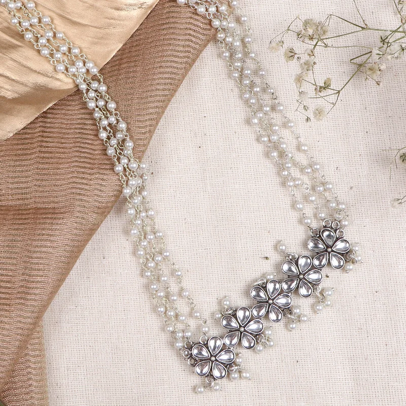 Shop Stylish Jewelry Now And Save Big Teejh Blush Polki Silver Oxidized Pearl Long Necklace Shop Stylish Jewelry Now And Save Big Teejh Blush Polki Silver Oxidized Pearl Long Necklace