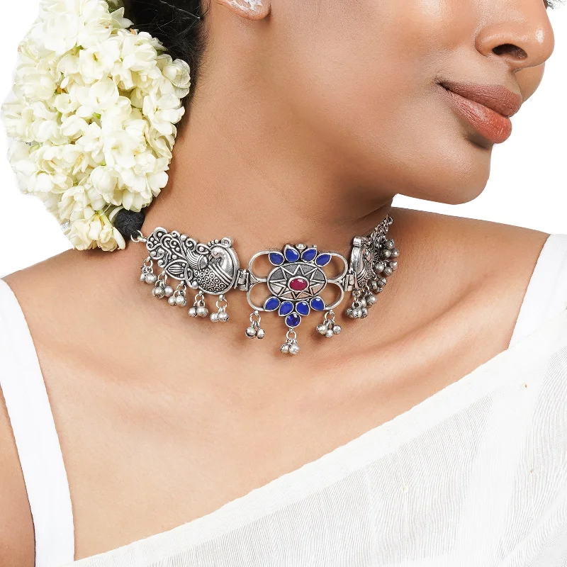 Flash Sale On Elegant Jewelry – Don't Miss Out Teejh Ekantika multicoloured silver oxidised necklace