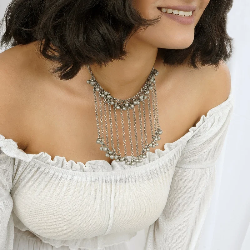 Discover Unique Jewelry With Special Limited-Time Offers Teejh Iqra Silver Oxidised Ghungroo Necklace