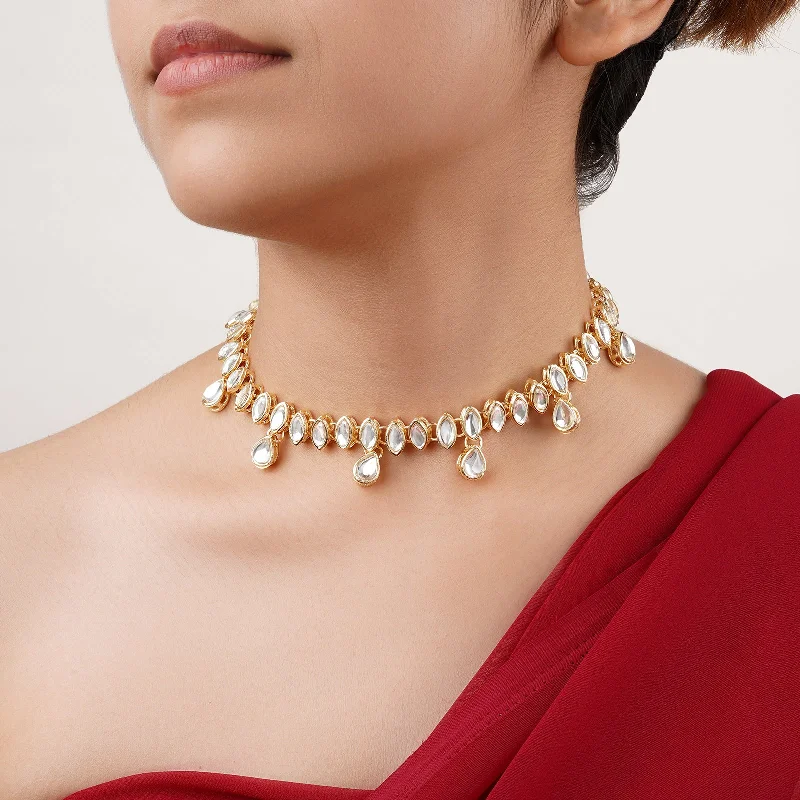 Unbeatable Offers On Luxury And Everyday Jewelry Teejh Keerat Gold and Mirror Choker Necklace