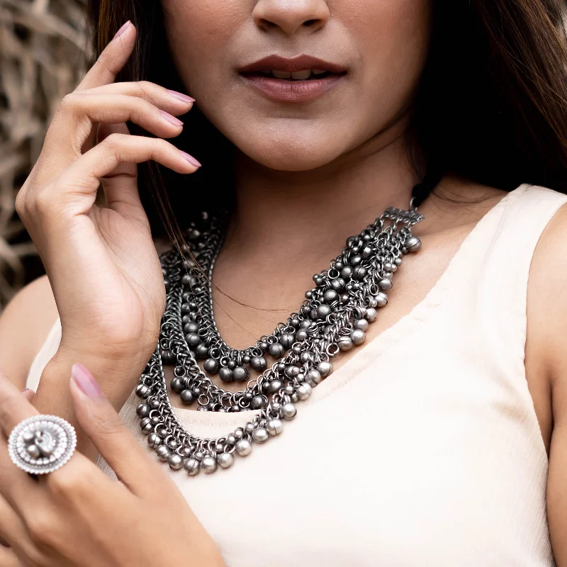 Affordable Elegance – Premium Jewelry At Special Prices Teejh Mauli Silver Oxidised Layered Necklace