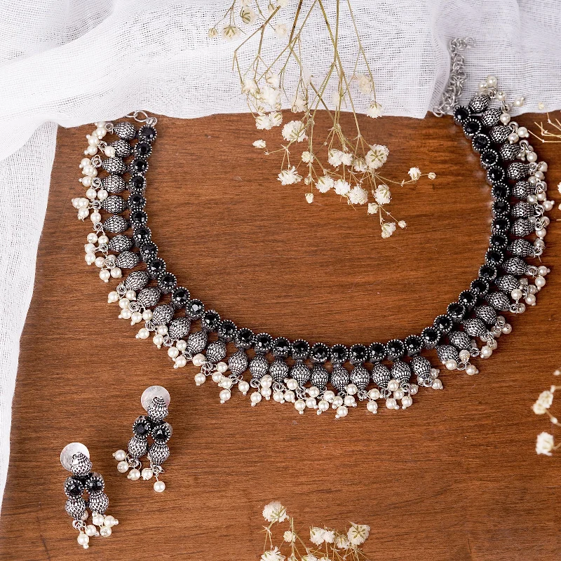Premium Jewelry Now Available At Special Discounts Teejh Pihu Black Stone Choker Necklace Set
