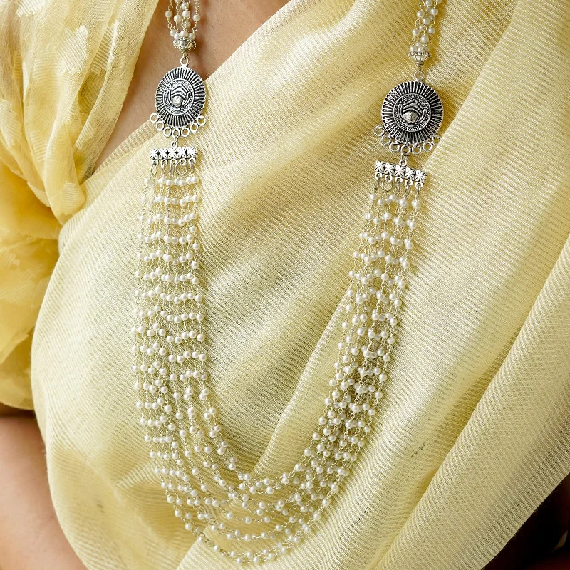Buy More, Save More On Stunning Jewelry Pieces Teejh Vibhuti Pearl Layered Silver Oxidised Necklace Buy More, Save More On Stunning Jewelry Pieces Teejh Vibhuti Pearl Layered Silver Oxidised Necklace