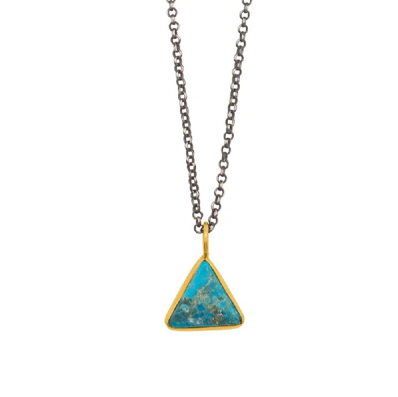 Handcrafted Beauty At Affordable Prices Triad Necklace in Turquoise & Gold & Antiqued Sterling Handcrafted Beauty At Affordable Prices Triad Necklace in Turquoise & Gold & Antiqued Sterling