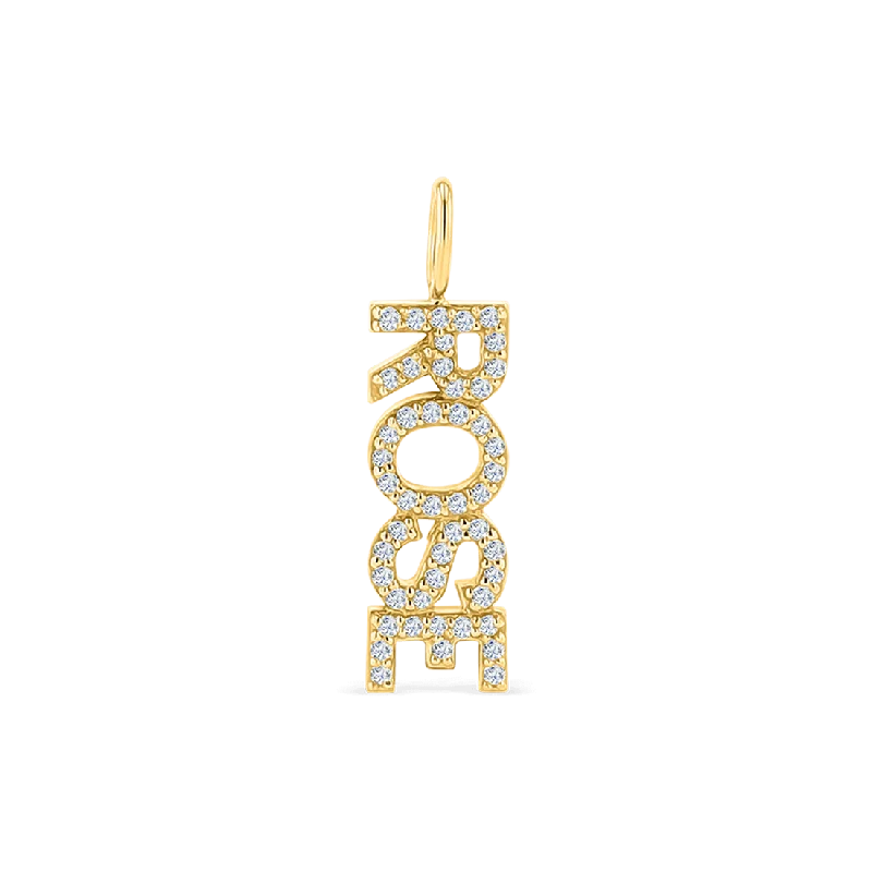 Customized Silver Jewelry For Unique Style Vertical Diamond Name Charm