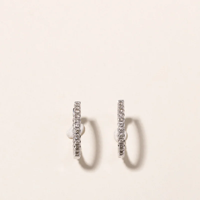 Must-Have Jewelry At Unbelievable Discounts 10k White Gold Diamond Hoops | 1.04ctw | 22mm Must-Have Jewelry At Unbelievable Discounts 10k White Gold Diamond Hoops | 1.04ctw | 22mm