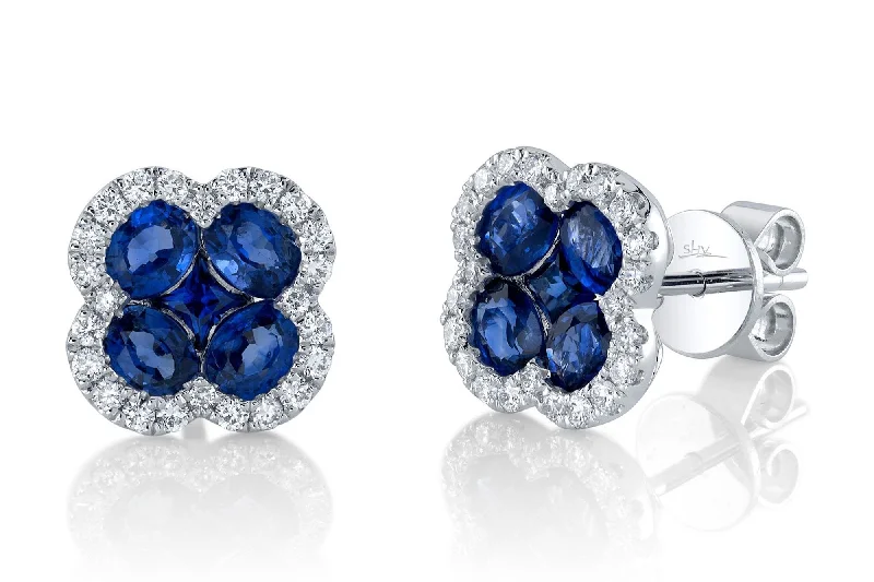 High-End Sparkle, Low-End Prices – Jewelry Sale Live Shy Creation Diamond and Blue Sapphire Clover Stud Earrings