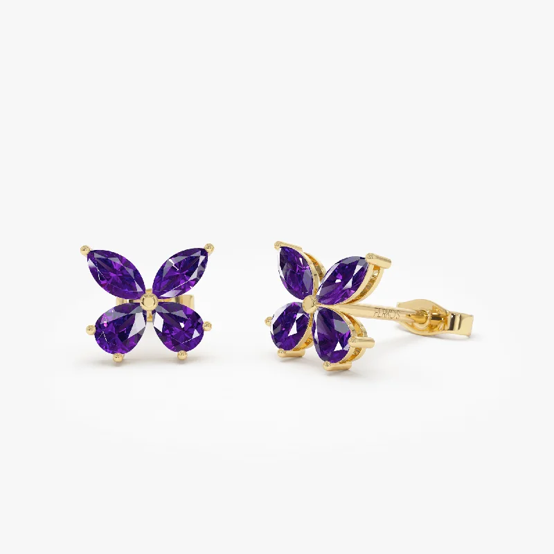 Special Offers On Handcrafted And Designer Jewelry 14K Amethyst Butterfly Stud Earrings