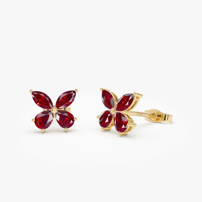 Clearance Sale On High-End Jewelry Collections 14K Garnet Butterfly Stud Earrings