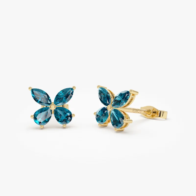 Grab Your Dream Jewelry At The Lowest Prices 14K London Blue Topaz  Butterfly Stud Earrings