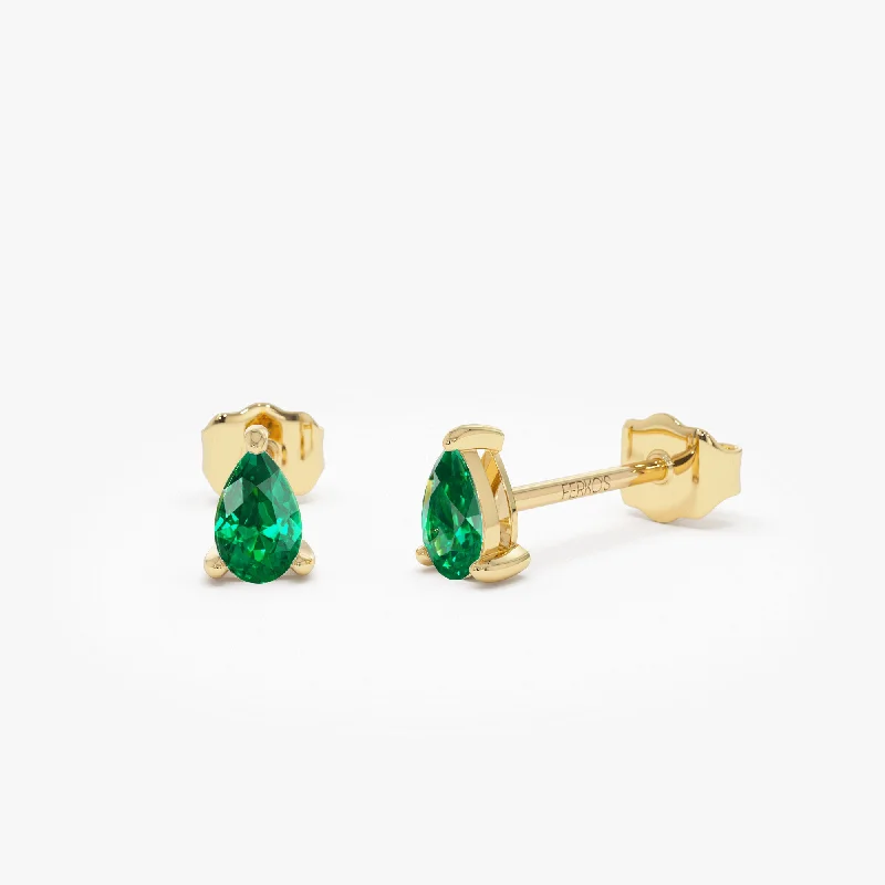 Shop Elegant Jewelry At Unbeatable Prices 14K  Pear Shaped Emerald Stud Earrings