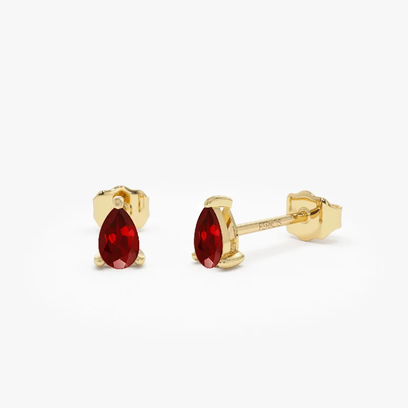Elegant Rose Gold Jewelry For A Stylish Touch 14K  Pear Shaped Ruby Stud Earrings