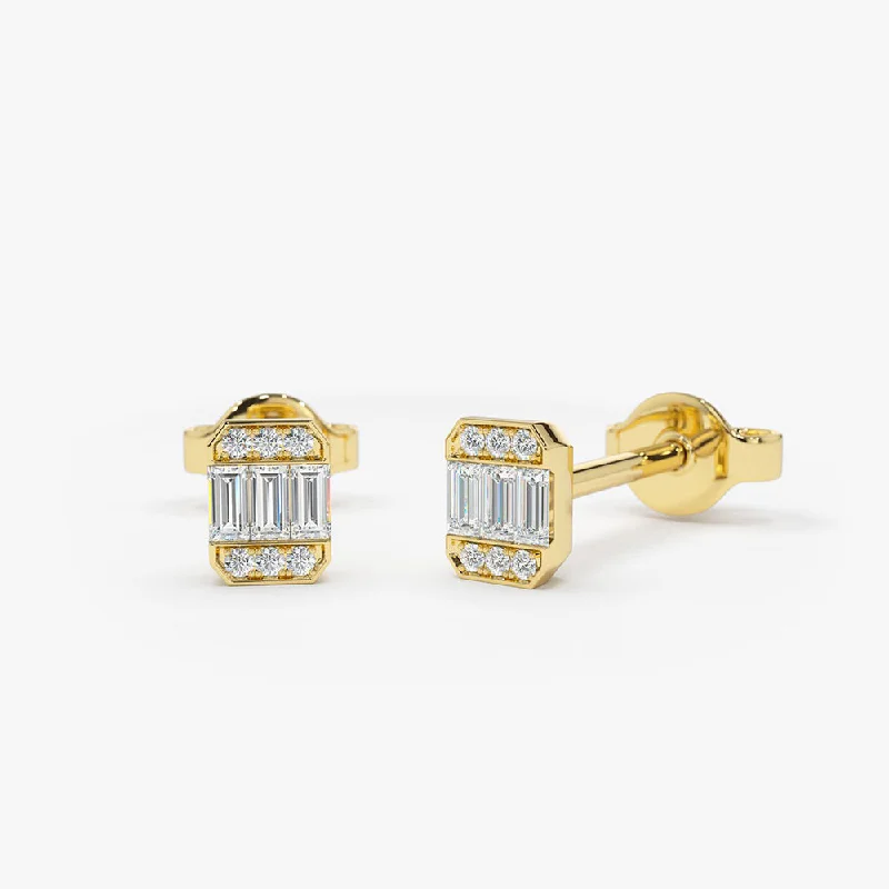 Your Perfect Accessory Now At The Best Price 14K Tiny Baguette Diamond Stud Earrings Your Perfect Accessory Now At The Best Price 14K Tiny Baguette Diamond Stud Earrings