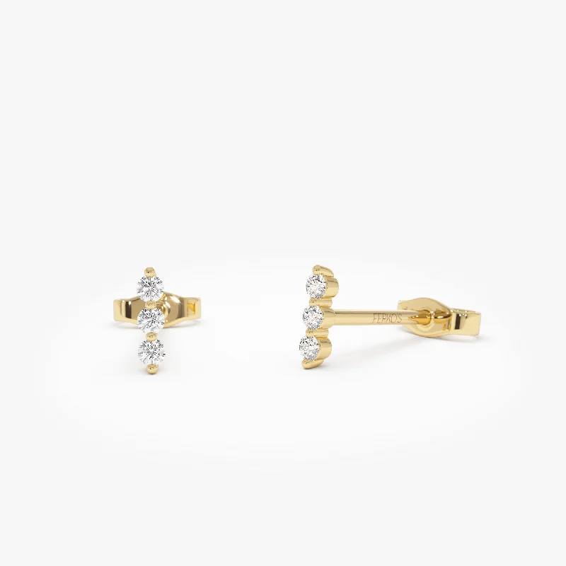 Exclusive Jewelry Bundles At Discounted Prices 14K Triple Diamond Bar Stud Earrings