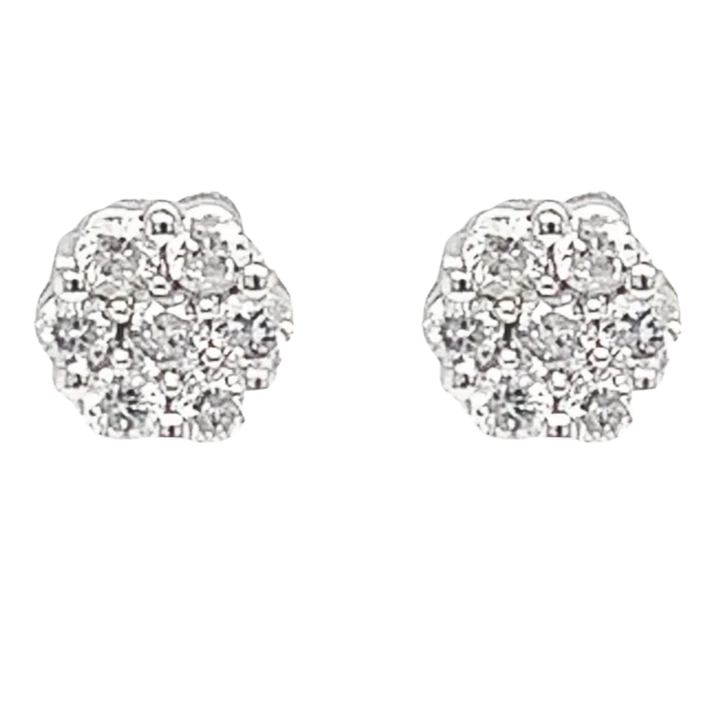 Premium Jewelry, Premium Discounts – Act Fast 14K White Gold Diamond Cluster Stud Earrings
