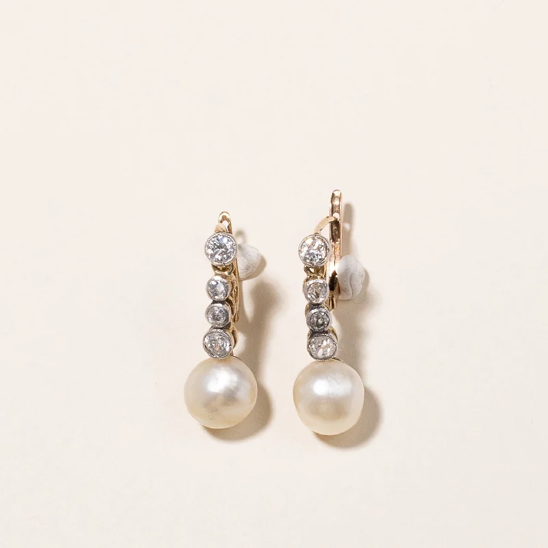 Limited-Time Jewelry Sale – Don't Miss Out On Dazzling Discounts 14k Gold Pearl & Diamond Drop Earrings | 8.00-8.50mm, 0.72ctw