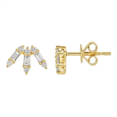 Elegant Necklaces And Bracelets At Limited-Time Offers 14K Yellow Gold Abstract Diamond Stud Earrings