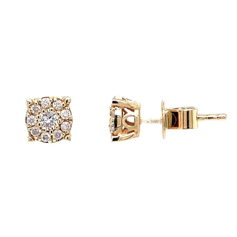 Unmissable Deals On Handmade Jewelry Collections 14K Yellow Gold Diamond Cluster Stud Earrings