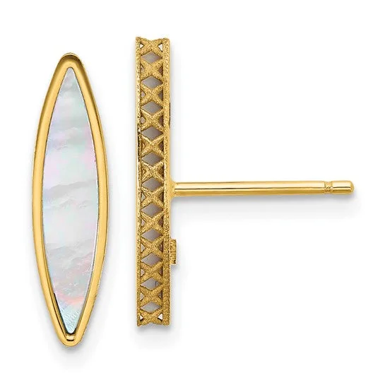 Exclusive Gemstone Jewelry Markdowns – Shop Now 14K Yellow Gold Mother of Pearl Stud Earrings
