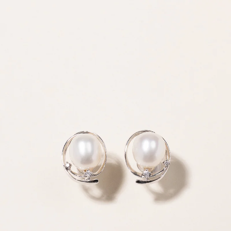 Flash Sale On Stunning Jewelry – Limited Stock Available 'Mikimoto' 18k White Gold Pearl & Diamond Earrings | 10.70-9.50mm, 0.06ctw